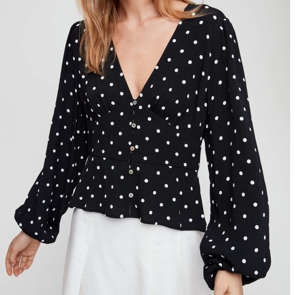 Wilfred Black and White Polka Dot Blouse - Picture 1 of 4